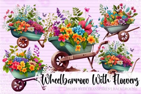 Wheelbarrow With Flowers Clipart Graphic By Jafar Rampersad Creative