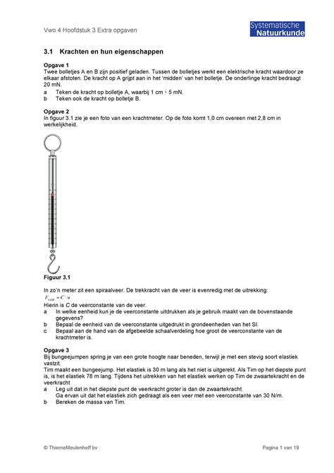 Sn Vwo H Extra Opgaven Krachten En Hun Eigenschappen Opgave