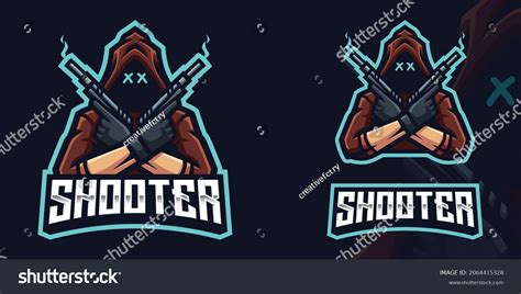 Shooter Holding Gun Gaming Logo Template Stock Vector (Royalty Free ...