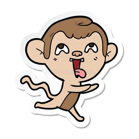 Sticker Of A Crazy Cartoon Monkey Running Stock Vector Illustration