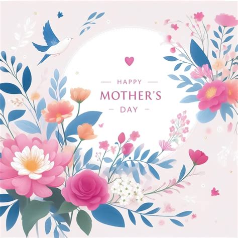 Premium Vector Happy Mothers Day Floral Greeting Card