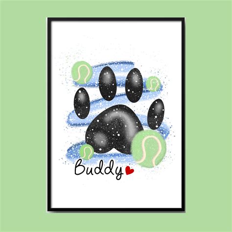 PERSONALISED Paw Print A4 ART PRINT Dog, Cat, Pets - Etsy