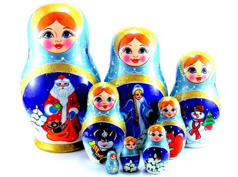 Christmas Nesting Dolls 8 Pcs Russian Matryoshka Doll