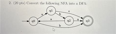 Solved Pts Convert The Following Nfa Into A Dfa Chegg