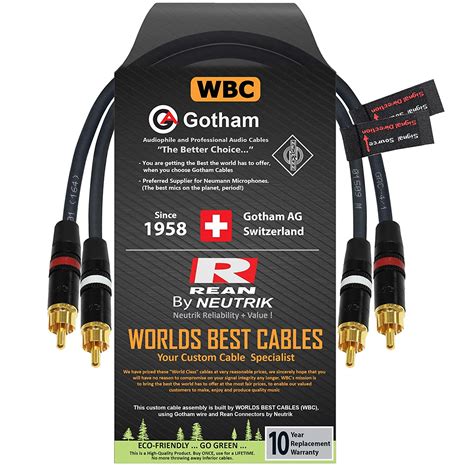 Foot Rca Cable Pair Gotham Gac Black Star Quad Audio