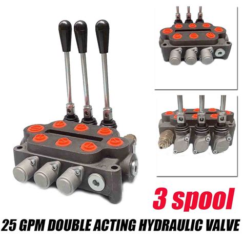 Ecutee 3 Spool Hydraulic Directional Control Valve 25 Gpm Double Acting Cylinder Spool