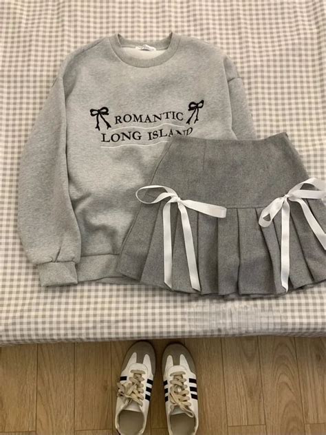 Buy Romantic Ribbon Sweatshirt And Skirt Set Shoptery Outfit Ideer