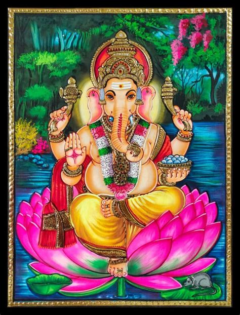 Kamala Vinayagar Tanjore Painting Size 24 X 18 International