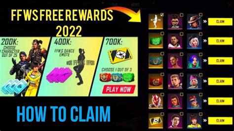 Free Fire FFWS Free Rewards 2022 FFWS Live Watching Rewards FFWS