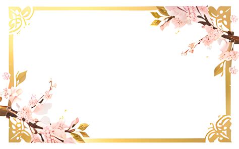 Ai Generated Sakura Border Frame Gold Luxury Png Transparent Background