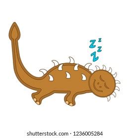 Cute Dinosaur Cartoon Character Sleeping Vector Stock Vector Royalty