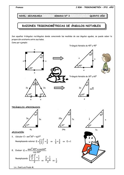 Guia 3 Razones Trigonométricas De ángulos Notables Pdf