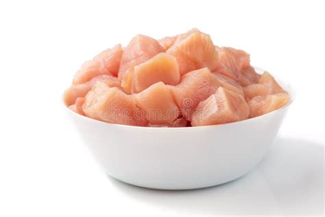 Raw Chicken Fillet Chunks Isolated On White Stock Image Image Of