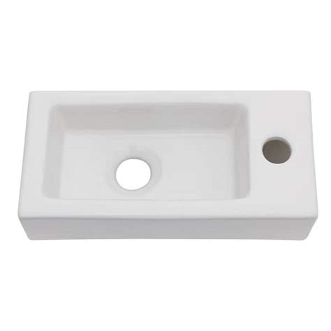 Logmey 14 5 In X 7 In White Ceramic Rectangular Wall Hung Vessel Sink