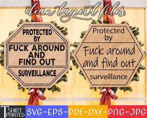 Protected By Fuck Around And Find Out Surveillance Svg Funny Etsy Canada