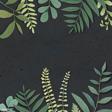 Green leaves border on a black background vector | free image by rawpixel.com / Aum Vector ...