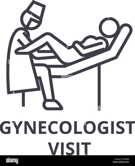 Gynecologist Visit Thin Line Icon Sign Symbol Illustation Linear