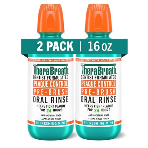 TheraBreath Plaque Control Pre-Brush Oral Rinse, Refreshing Mint Flavor