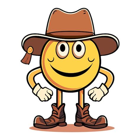 Premium Vector Cowboy Emoji With Hat Vector Happy Emoji Vector