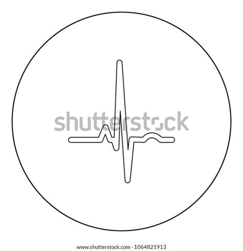 Heart Rhythm Ekg Black Icon Circle Stock Vector Royalty Free