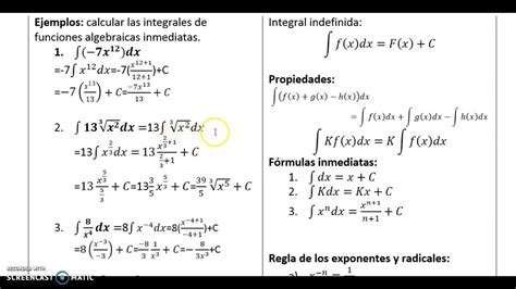 Integrales De Funciones Algebraicas Youtube