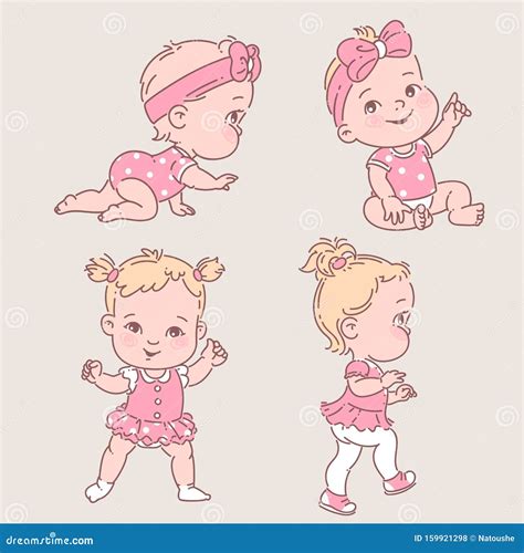 Cartoon Baby Girl Walking