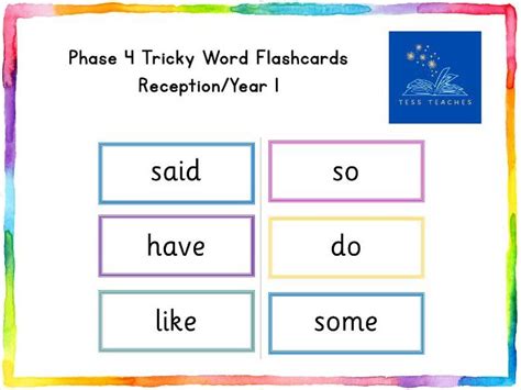 Phase 4 Tricky Word Flashcards Teaching Resources