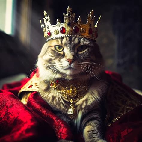 Royal King Cat On His Throne Portrait 4k Printable Digital Art File