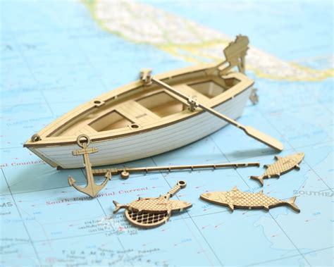 Fishing Boat Model Kit, Laser Cut, Includes Boat, Fish and Accessories ...