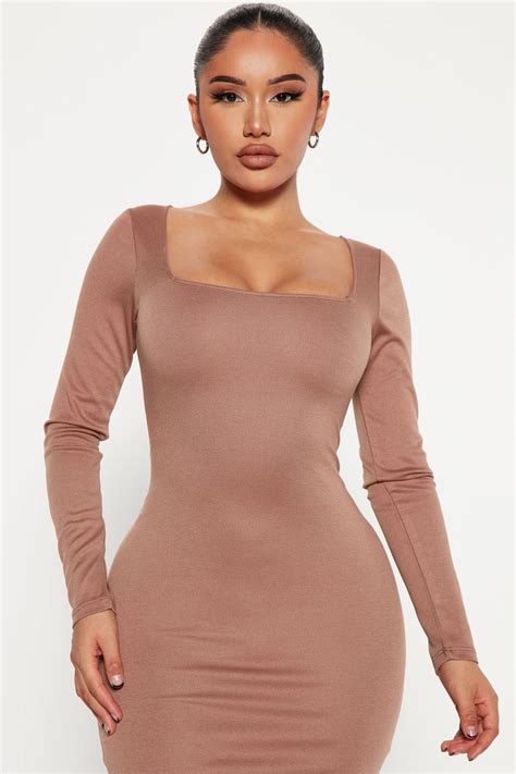 Yesi Midi Dress Mocha Fashion Nova Dresses Fashion Nova