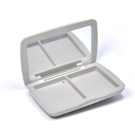 Empty Compact Powder Case With Mirror Two Color Rectangle Nude