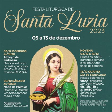 Novena E Festa De Santa Luzia Em Ribeir O Preto Arquidiocese De