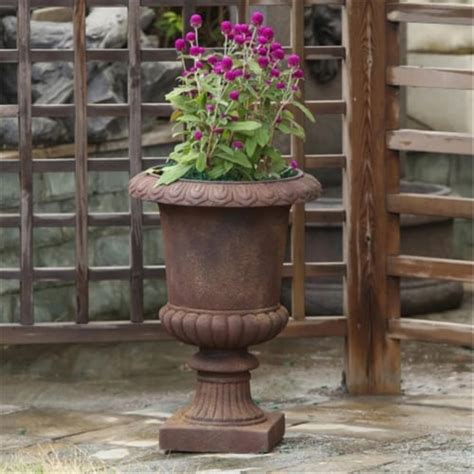 Luxen Home Rustic Brown Urn Planter Kroger