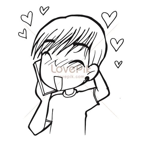 Man Calling Cartoon Doodle Kawaii Anime Coloring Page Cute Illustration