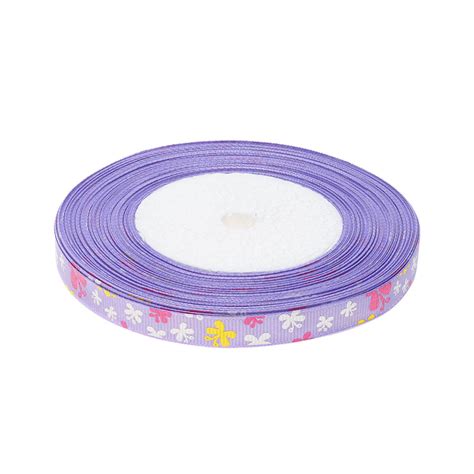 Лента репсовая с рисунком "Бабочки" 10 мм / 23 метр / сиреневый 140 ...