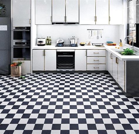 Black White Checkered Vinyl Tiles Pvc Floor Tiles Self Adhesive