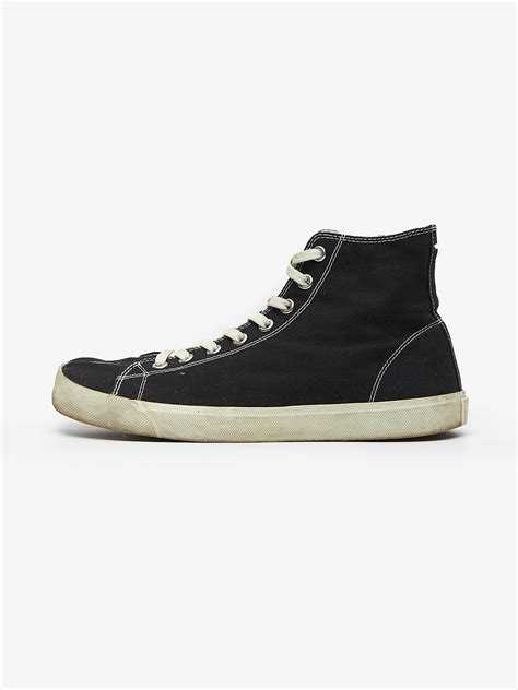 Maison Margiela Black Canvas Hi Top Tabi Sneakers