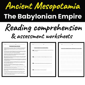 Babylonian Empire Ancient Mesopotamia Reading Comprehension Worksheets