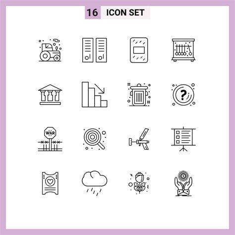 Set Of 16 Vector Outlines On Grid For Mony Bank Sport Room Science