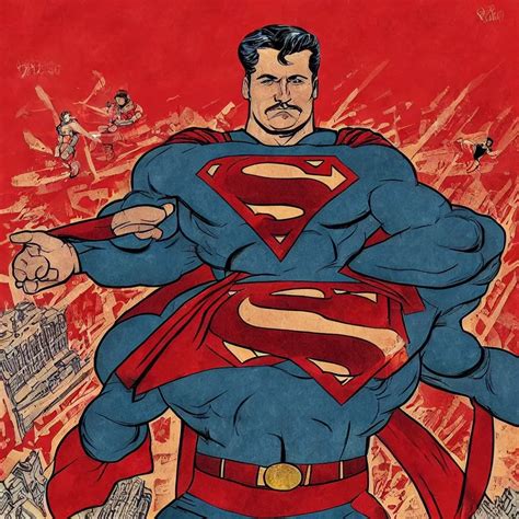 Epic Comic Book Cover Of Stalin As Superman Floating Stable Diffusion