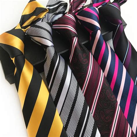 Mens Silk Tie Multi Color Stripe Necktie 100 Silk Solid Color Ties For