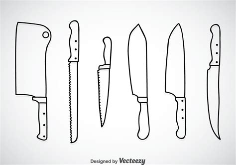 Cooking Knife Outline Vector Sets 104916 Vector Art at Vecteezy