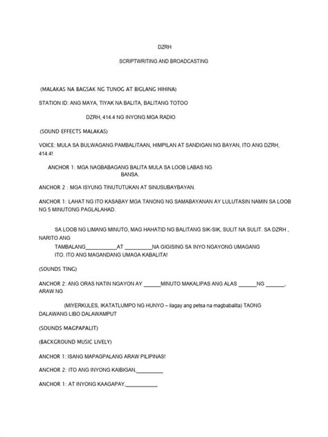 radio broadcasting script format