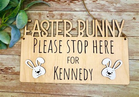 Easter Bunny Stop Here Sign Easter Bunny Door Hanger Easter Bunny