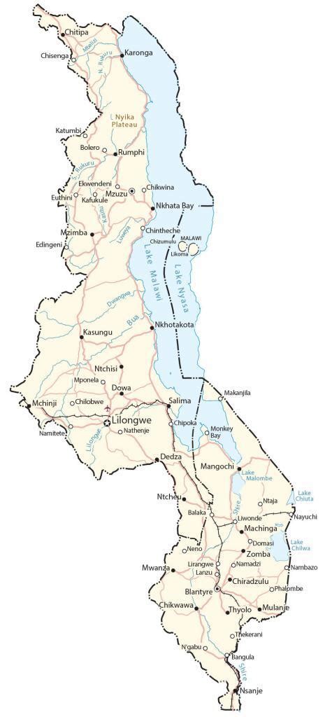 Malawi Map Cities And Roads Gis Geography