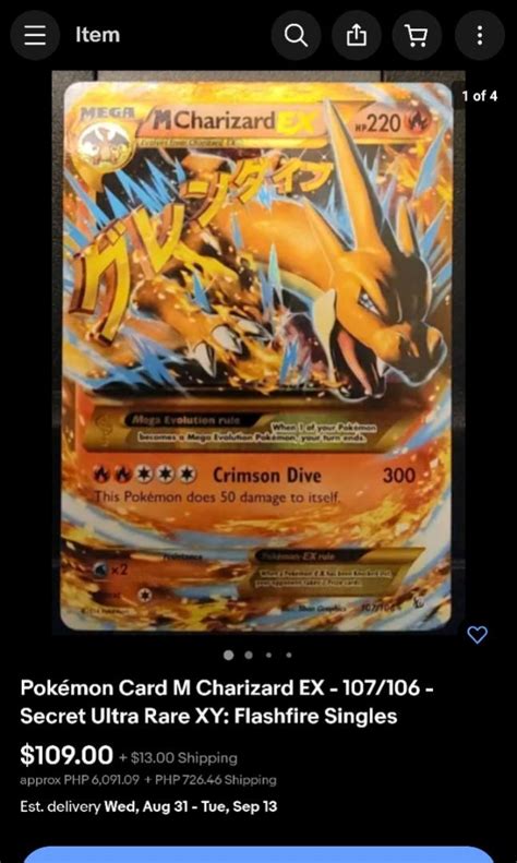 Pokemon Tcg Mega M Charizard Ex Xy Evolutions Flashfire Secret Rare