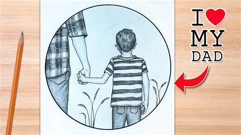 Father S Day Special Drawing Easy Way To Draw Father And Son Step