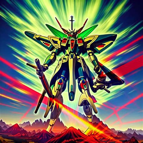 King Ultimate Gundam Red Sky Big Cross Symbol Crowne Openart