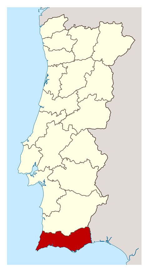 Large detailed location map of Algarve in Portugal | Algarve | Portugal ...