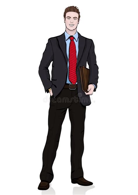 Business Man In Formal Suit Holding Briefcase Cartoon Stock Vector